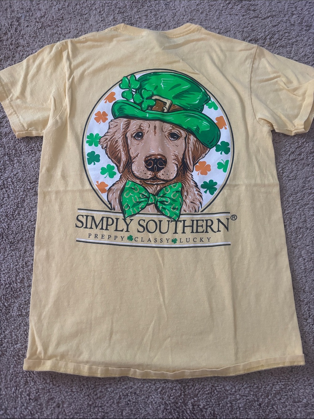 Simply Southern Yellow Tee with St. Patrick's Day Dog Graphic